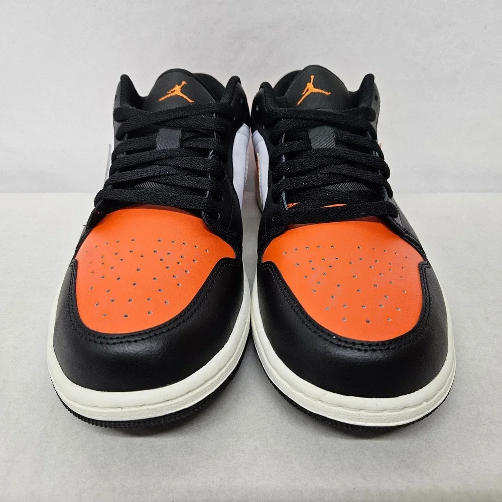 Nike Air Jordan 1 Low Sneakers 553558-081 Black Starfish White Mens Size 10.5‎